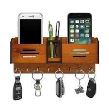 Mister Traders Brand Multipurpose Wooden Wall Hanger | Mobile Charging Stand