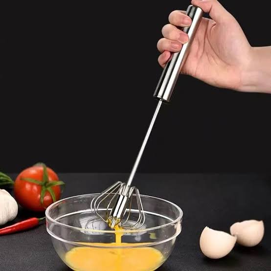 Semi-Automatic Stainless Steel Egg Beater | Manual Push Whisk Hand Blender for Eggs, - Image 3
