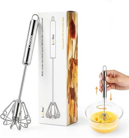 Semi-Automatic Stainless Steel Egg Beater | Manual Push Whisk Hand Blender for Eggs,