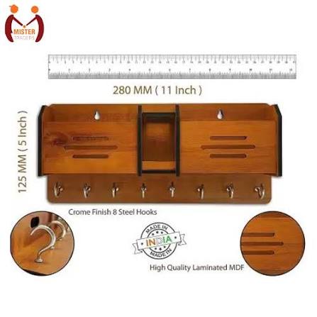 Mister Traders Brand Multipurpose Wooden Wall Hanger | Mobile Charging Stand - Image 2